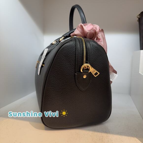 NWT Coach Bundle signature Silk Diamond Scarf & Large rowan Satchel Leather Bag - Picture 14 of 16